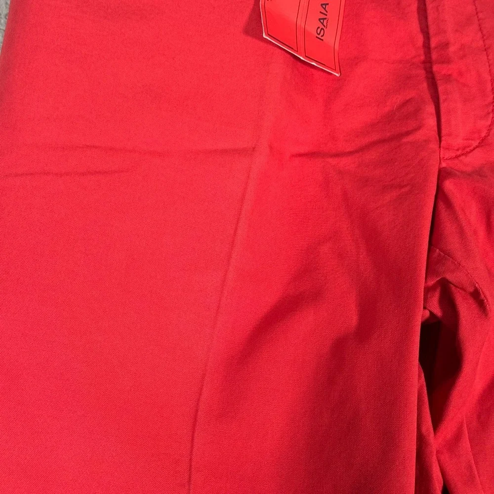 Isaia Napoli‎ Pants Mens 54R 35x31 Red Cotton Casual Flat Front Chino Trousers